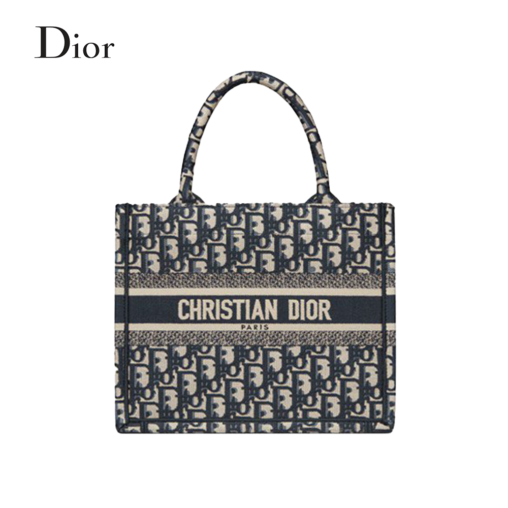 [디올] DIOR BOOK TOTE 라지 백 블루 Dior Oblique 자수