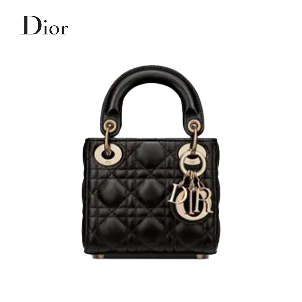 [디올] LADY DIOR 마이크로 백 블랙 까나쥬 양가죽