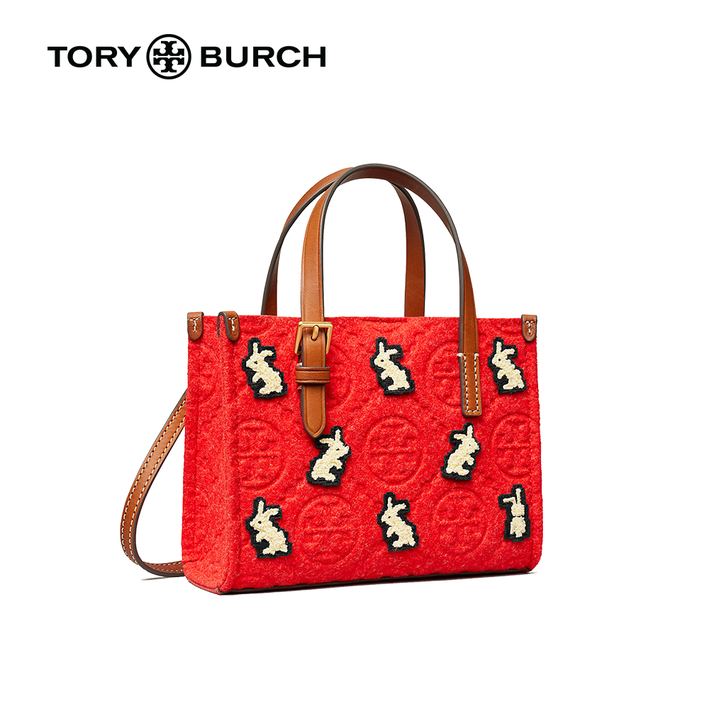 [토리버치] Embroidered Rabbit Square Mini Tote - Red