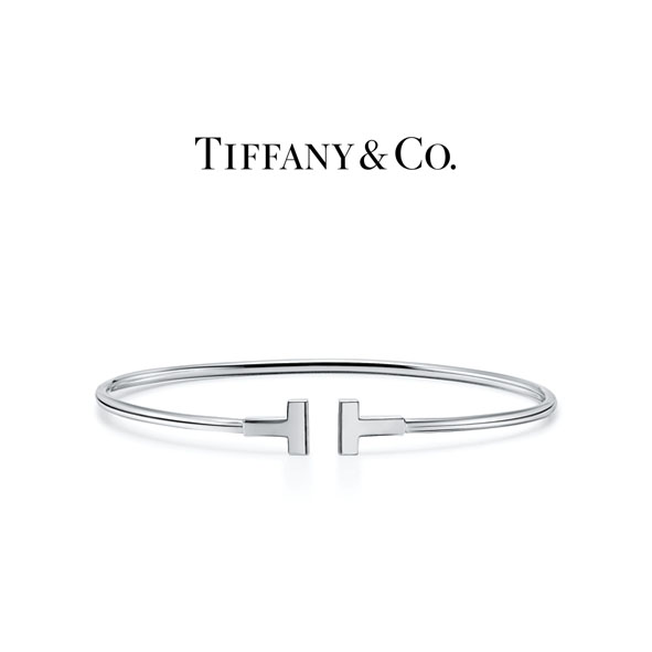 [티파니] 티파니 T 네로우 와이어 브레이슬릿 화이트 골드 