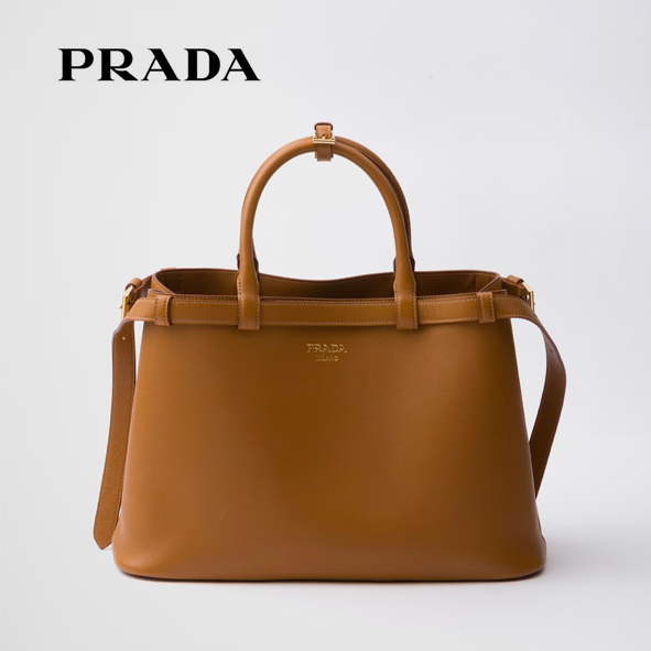 [프라다] 버클 미디엄 가죽 핸드백